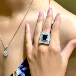 Silver Shiny Blue Stone Ring