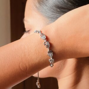 Silver Hamsa Heart Bracelet