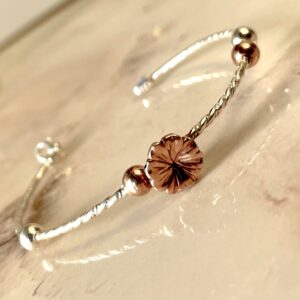 Silver Rose Gold Floral Bracelet