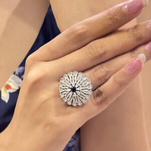 Silver Cocktail Blue Stone Ring
