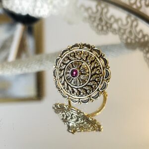 22K Gold Plated Ruby Stone Cocktail Ring