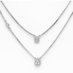 Emerald Pear Double Chain Necklace
