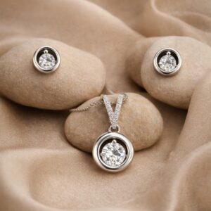 Silver Halo Pendant Set