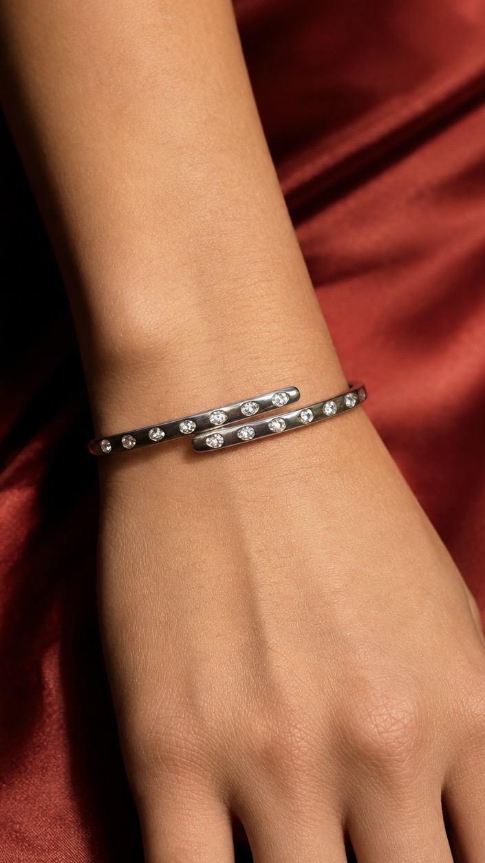 Silver Ice Cuff Bracelet