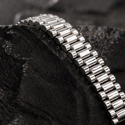 Silver Classic Bold Bracelet For Him - Image 3