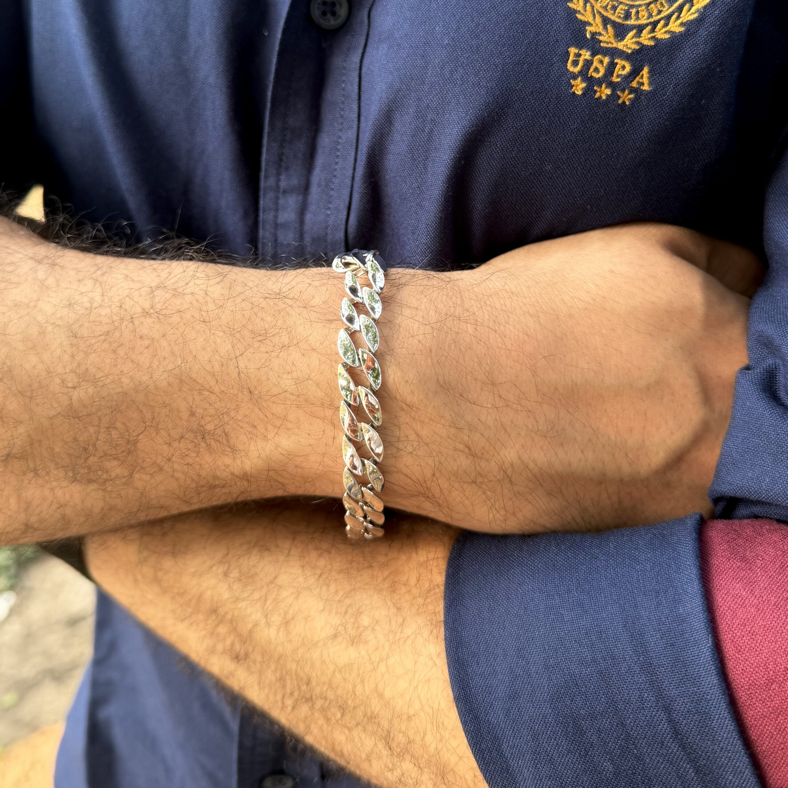 Silver Wave Bracelet For Him - Image 2