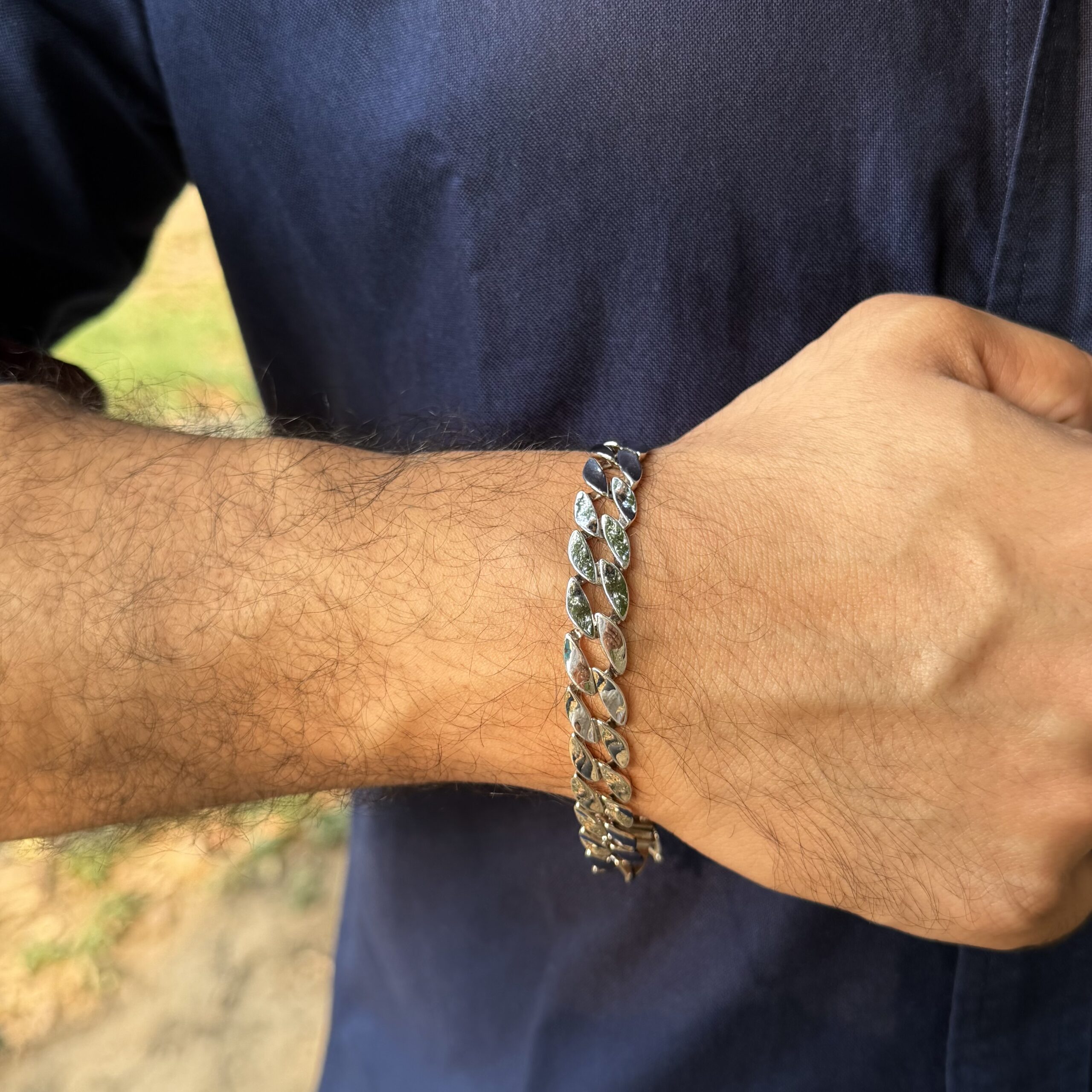 Silver Wave Bracelet For Him
