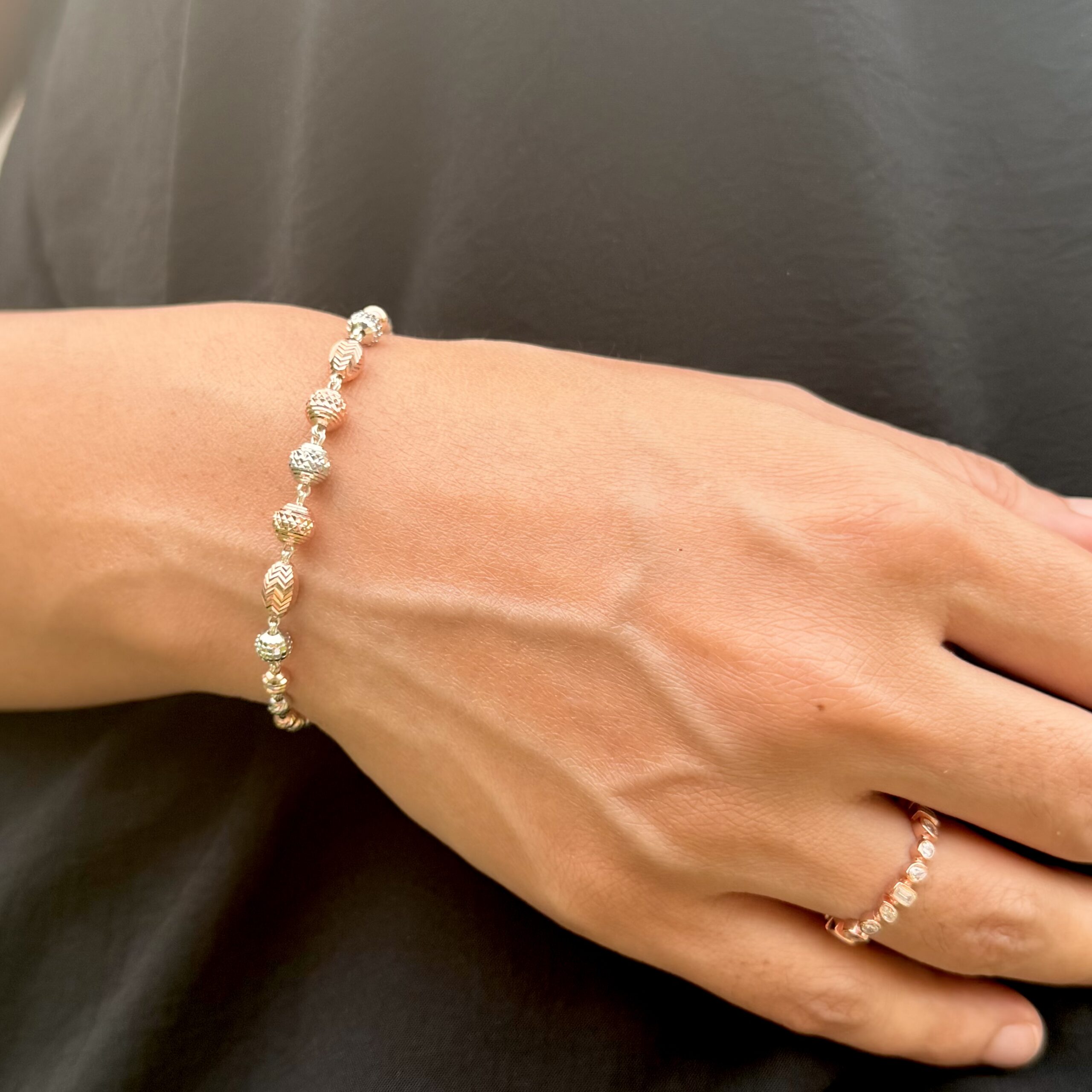 Rose Gold Silver Beads Bracelet - Image 2