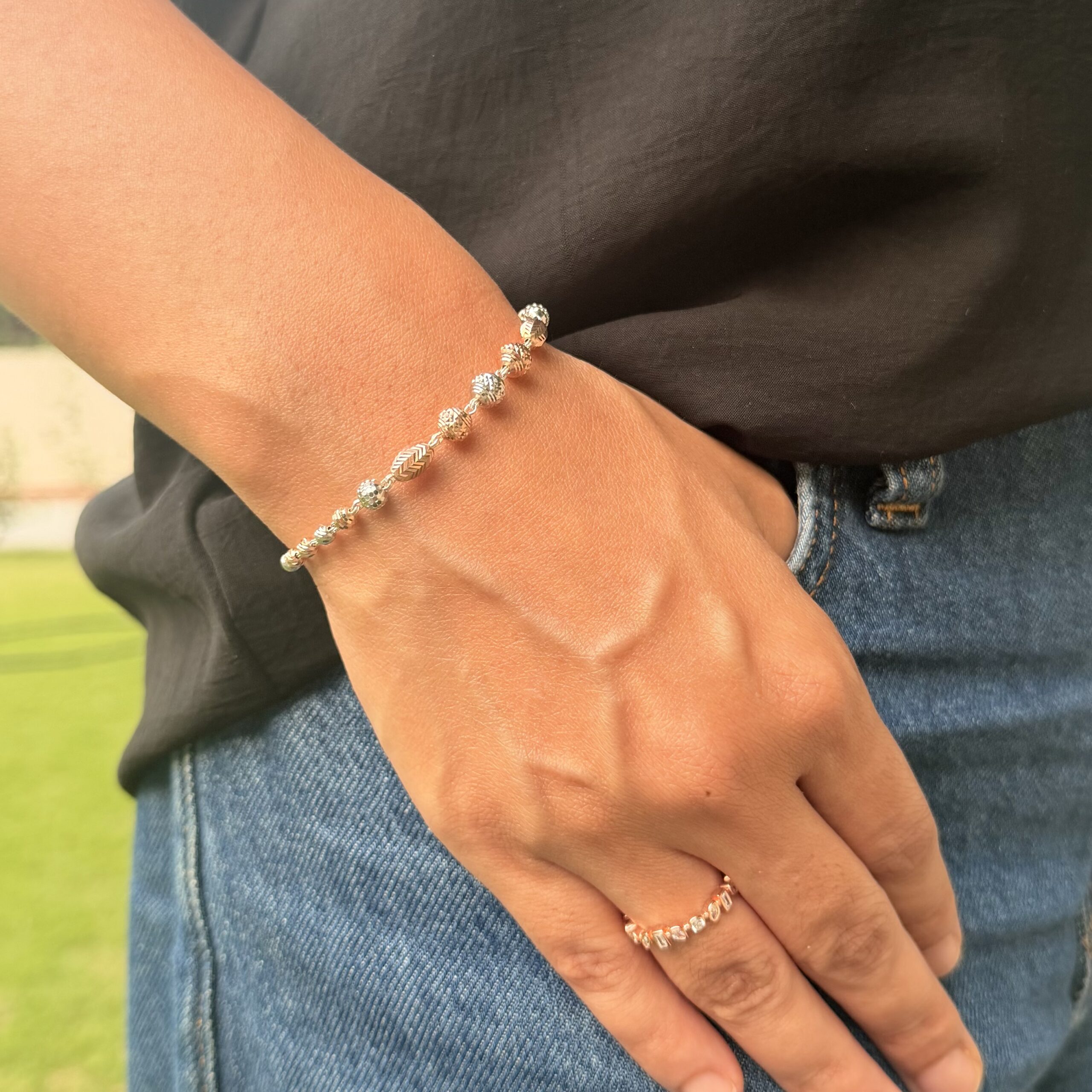 Rose Gold Silver Beads Bracelet - Image 3